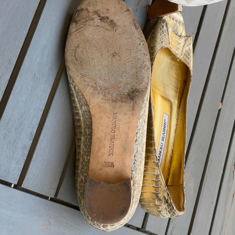 Manolo Blahnik Golden Python Leather. - image 4